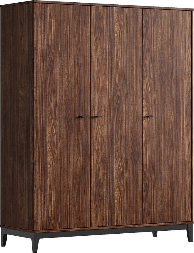 Šatní skříň v dekoru ořechu v tmavě přírodní barvě 148x190x55 cm Ilyas – Vipack Vipack
