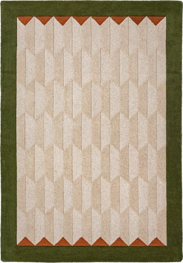 Zelený/v přírodní barvě ručně tkaný vlněný koberec 160x230 cm Apex Border Wool – Flair Rugs Flair Rugs