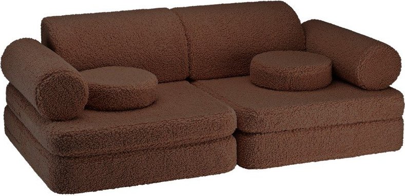 Tmavě hnědá dětská pohovka z textilie bouclé 132 cm Warm Hazel – Wigiwama Wigiwama