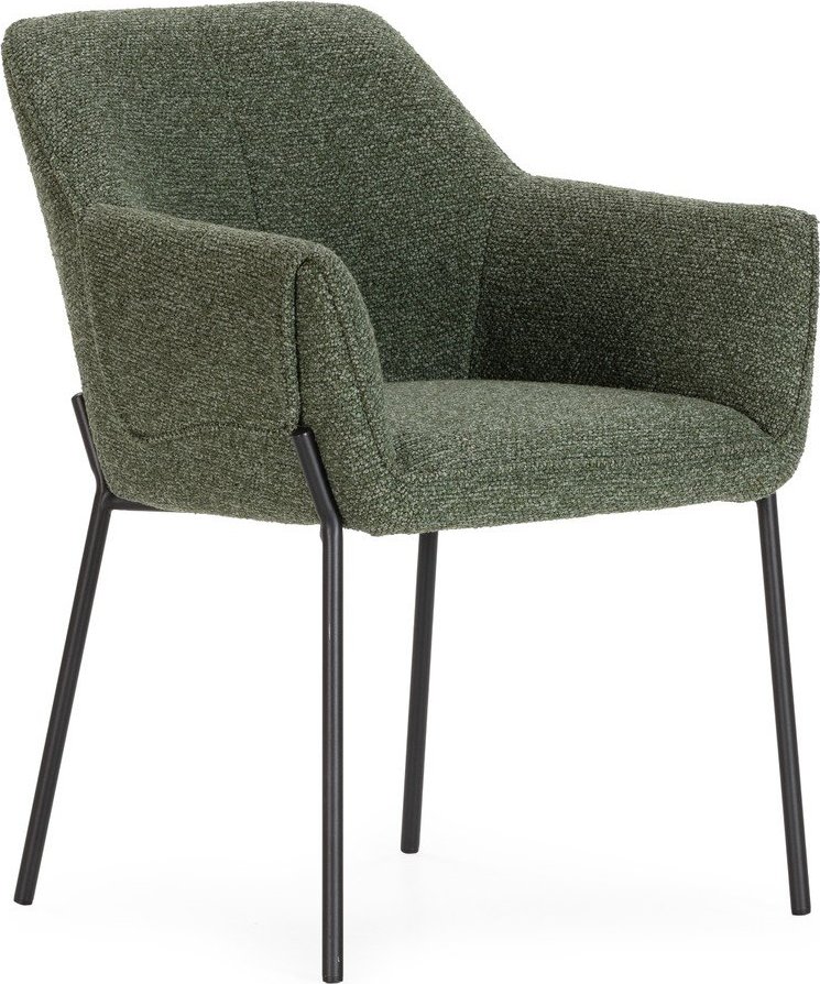 Zelené čalouněné jídelní křeslo s područkami Suma – MOME Mome