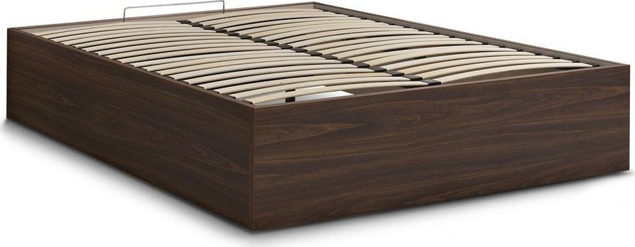 Tmavě hnědá dvoulůžková postel z dřevotřísky v dekoru břízy s úložným prostorem/bez čela s roštem 160x200 cm Mara – Bobochic Paris Bobochic Paris