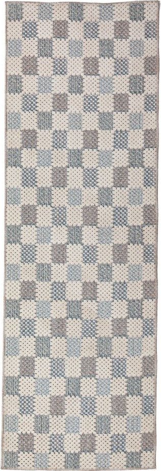 Modrý pratelný běhoun s příměsí bavlny 80x230 cm Muted Checkerboard – Flair Rugs Flair Rugs