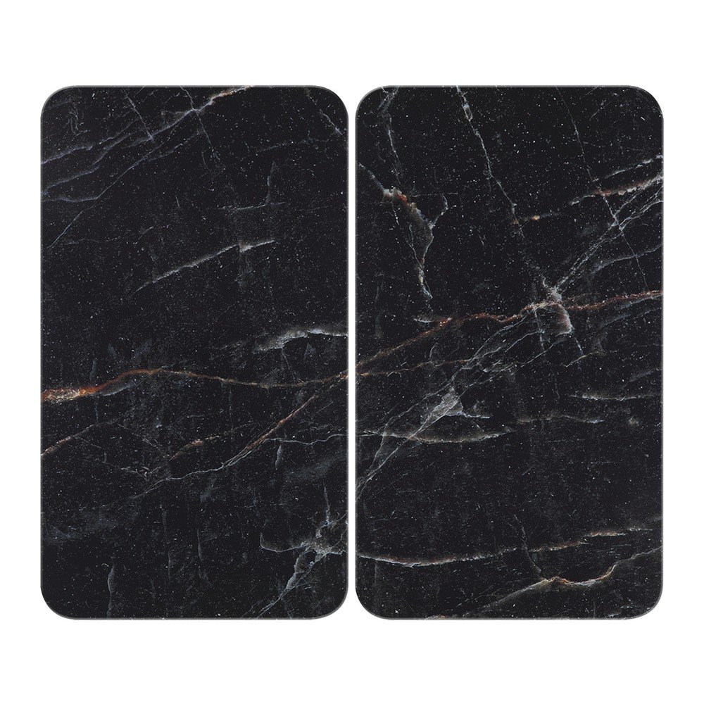 Kryty na sporák v sadě 2 ks z tvrzeného skla 52x30 cm Black Marble – Wenko WENKO