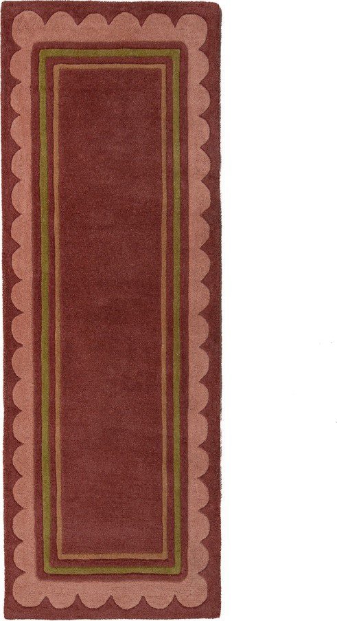 Vínový ručně tkaný vlněný běhoun 80x230 cm Lois – Flair Rugs Flair Rugs