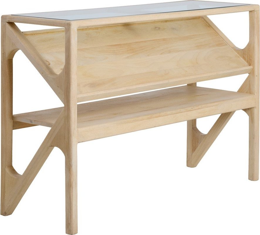 Konzolový stolek se skleněnou deskou ve světle přírodní barvě 41x119 cm Yuki – Light & Living Light & Living