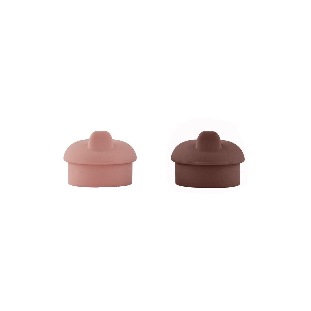 Růžové/hnědé silikonové víčko na hrnek 2 ks Kappu – OYOY Mini OYOY MINI