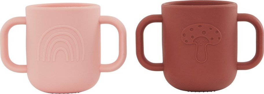 Růžové/hnědé silikonové dětské hrnky v sadě 2 ks Kappu – OYOY Mini OYOY MINI