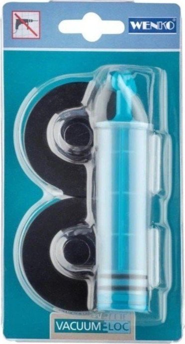 Sada 2 černých samodržicích nástěnných adaptérů a pumpičky Wenko Vacuum-Loc Classic Plus WENKO