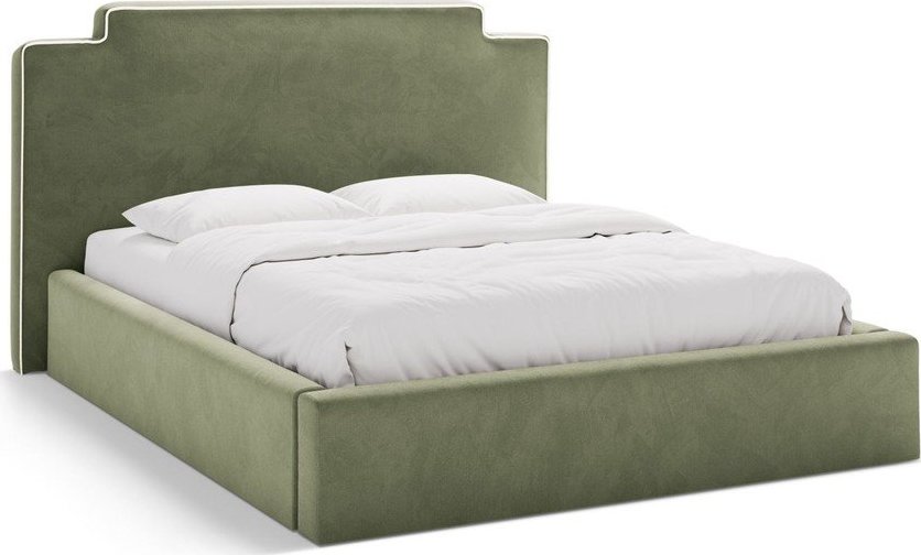 Zelená čalouněná dvoulůžková postel s úložným prostorem s roštem 140x200 cm Princess – Micadoni Micadoni