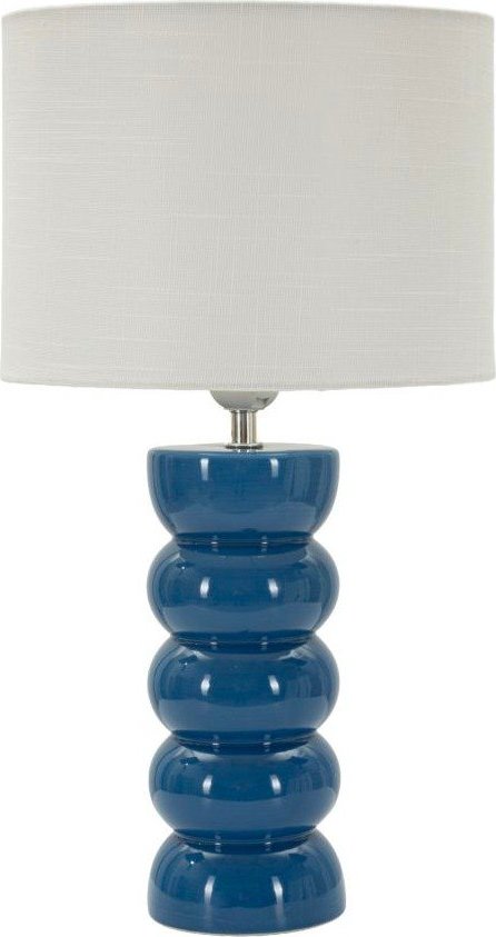 Bílá/modrá keramická stolní lampa s textilním stínidlem (výška 46 cm) Torr – Mauro Ferretti Mauro Ferretti
