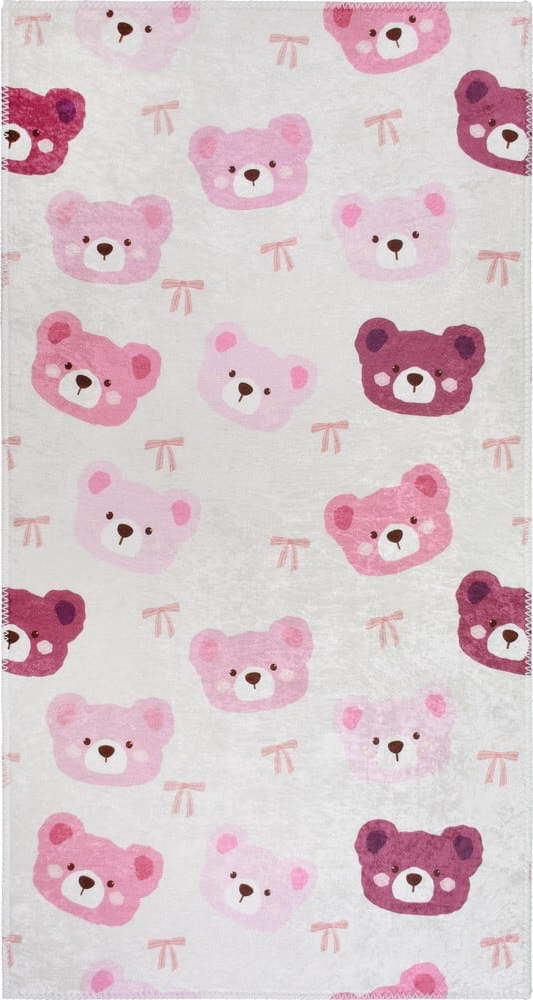 Růžový/slonovinový pratelný dětský koberec 160x230 cm Cute Teddies Pink – Vitaus Vitaus