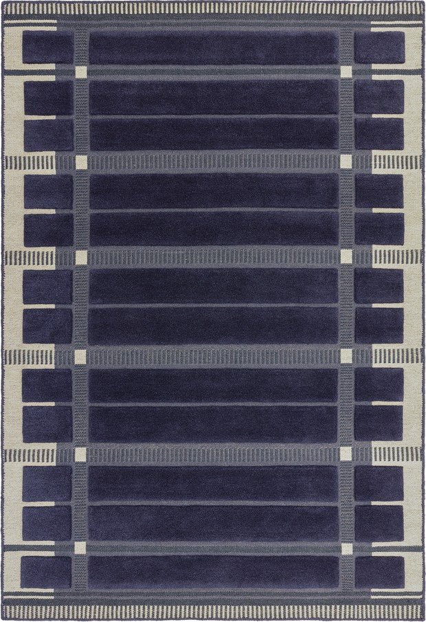 Tmavě modrý/béžový ručně tkaný vlněný koberec 160x230 cm – Asiatic Carpets Asiatic Carpets