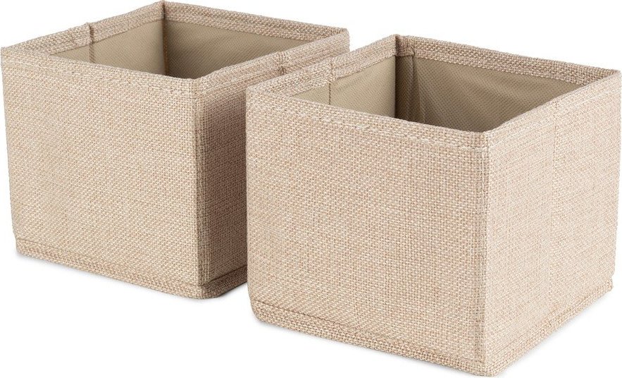 Béžové látkové úložné boxy v sadě 2 ks 14x12x12 cm Sandy – Compactor Compactor