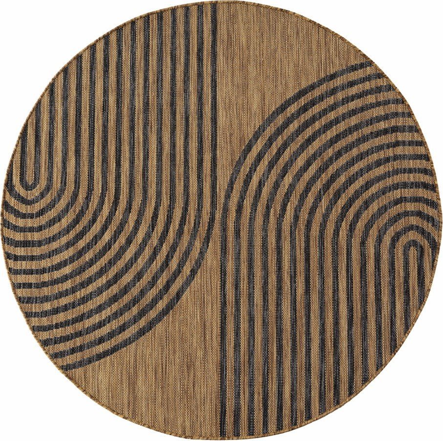 Černý/hnědý kulatý vnitřní a venkovní koberec ø 120 cm Mira 1453 – Ayyildiz Carpets Ayyildiz Carpets