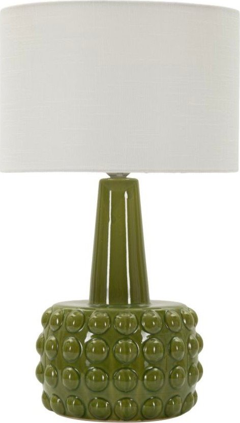 Bílá/zelená keramická stolní lampa s textilním stínidlem (výška 51
