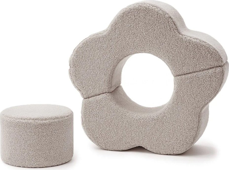 Světle šedé pěnové hřiště 3 ks z materiálu bouclé výška 27 cm 88x90 cm – Meowbaby MeowBaby