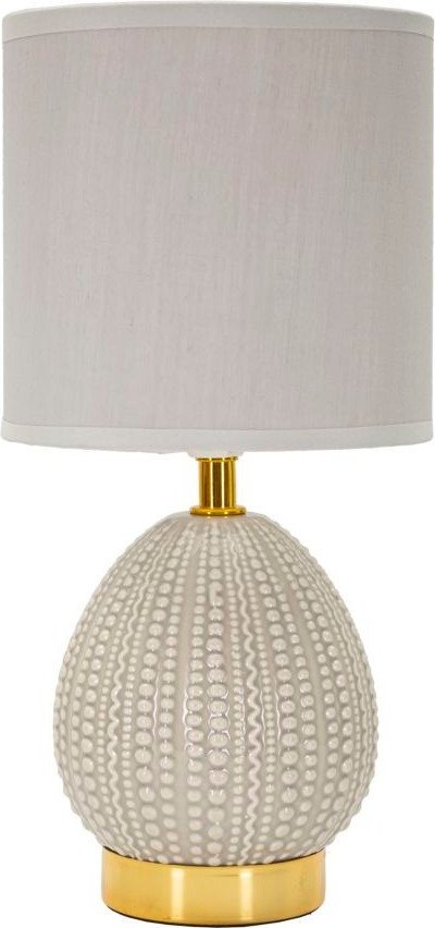 Světle šedá keramická stolní lampa s textilním stínidlem (výška 30