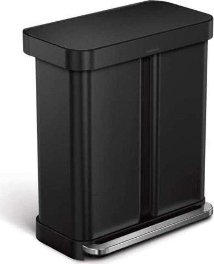 Matně černý ocelový odpadkový koš 34+24 l na tříděný odpad/nášlapný – simplehuman Simplehuman