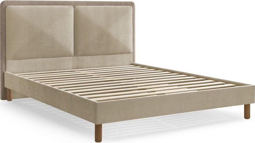 Béžová/taupe čalouněná čalouněná dvoulůžková postel s roštem 140x190 cm Mara – Bobochic Paris Bobochic Paris